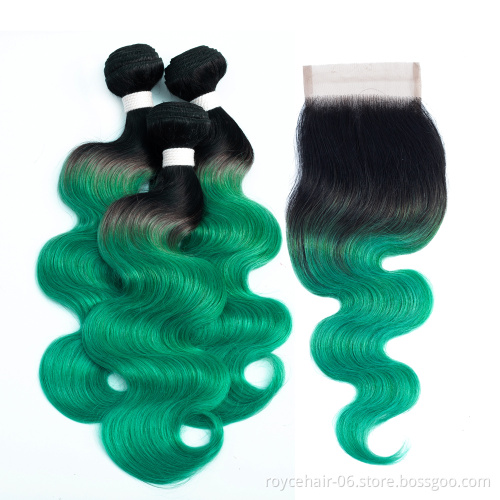 Royce 10A 11A Grade Unprocessed Virgin Cuticle Aligned Hair Ombre Colors Brazilian Hair bundles with Closure